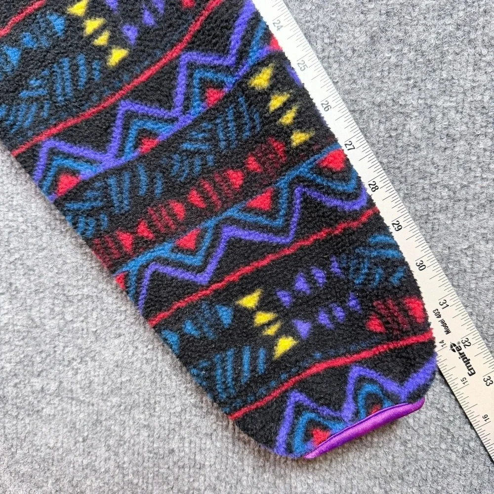 Columbia Aztec Geometric Vintage 90s Made in USA T Snap Fleece Pullover M Black